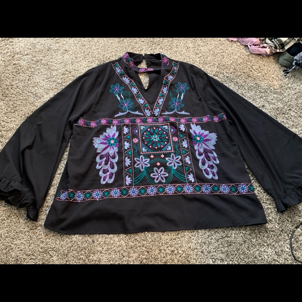 BooHoo Flared Sleeve Blouse